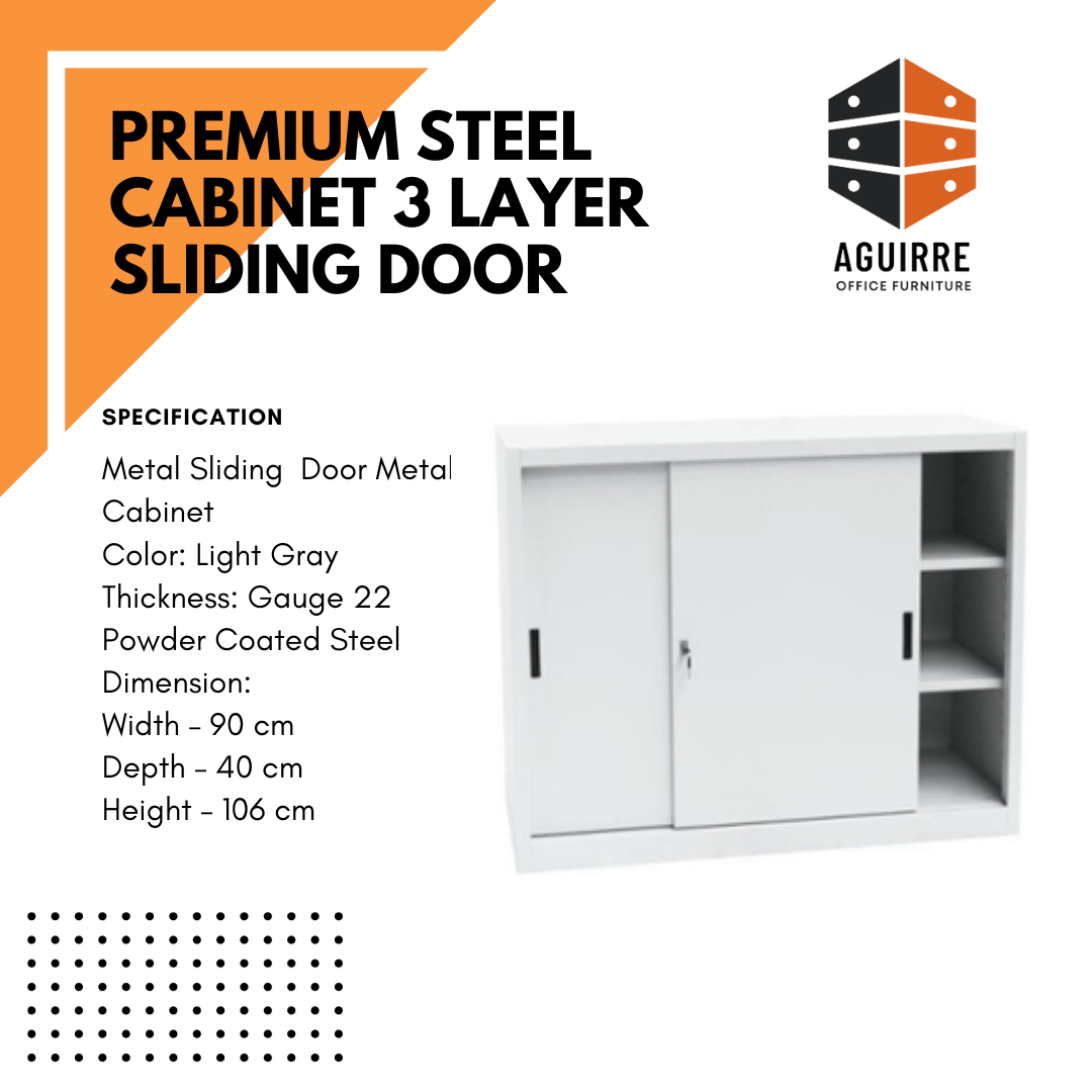 PREMIUM STEEL CABINET 3 LAYER SLIDING DOOR