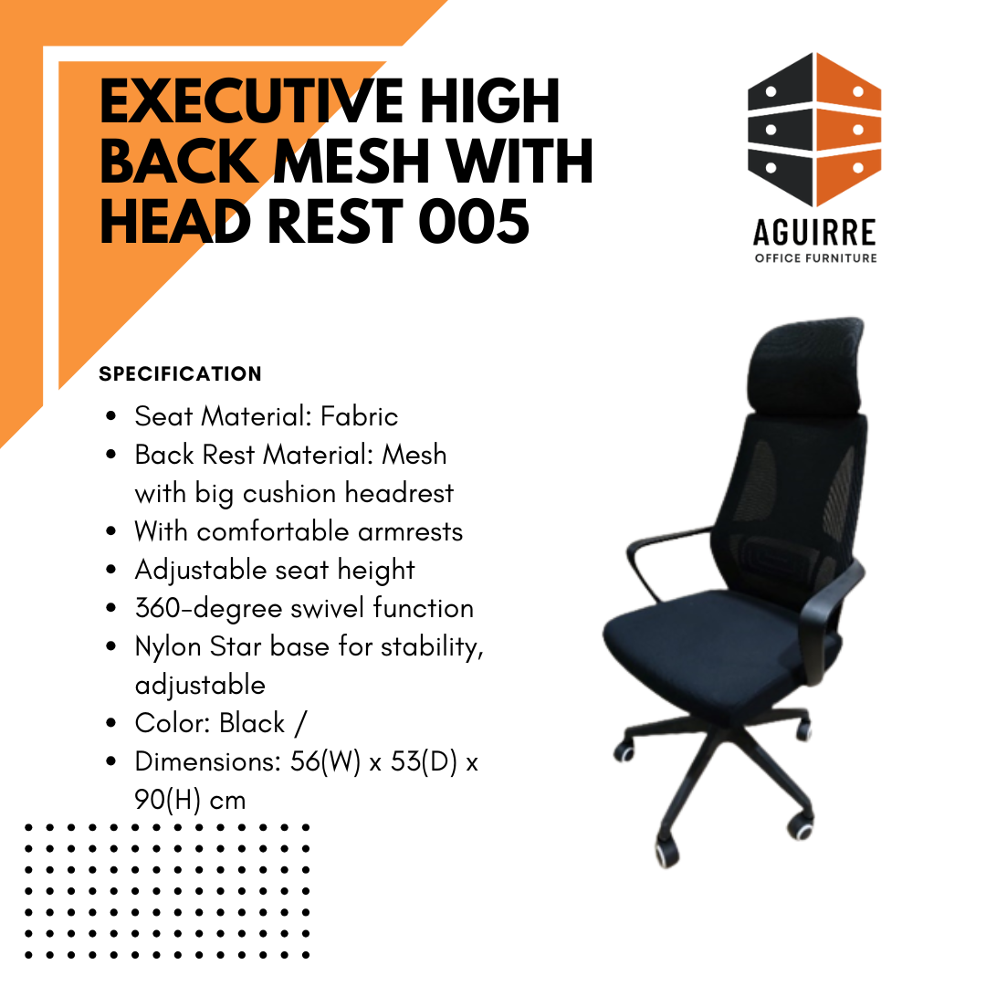 EXECUTIVE HIGH BACK MESH WITH HEAD REST 005