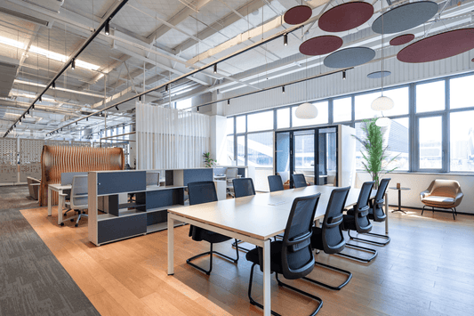 Modern office interior with complete office furniture