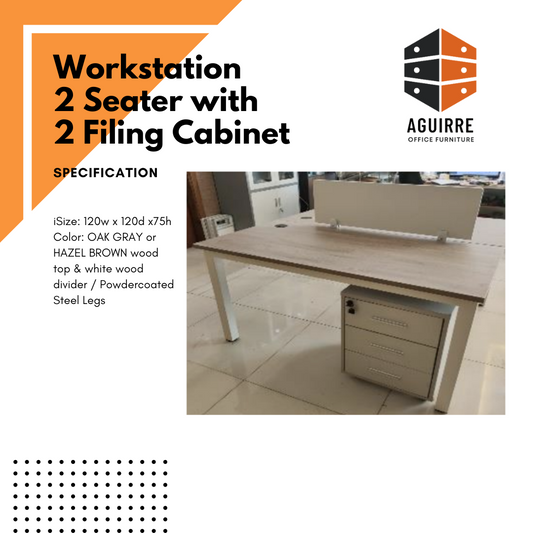 Workstation 2 Seater with 2 Filing Cabinet
