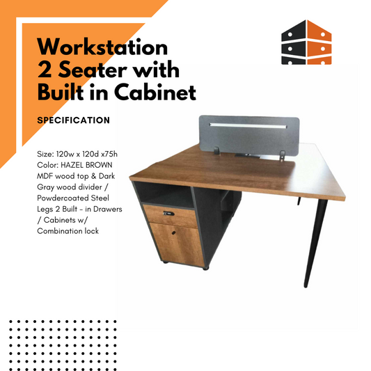 Workstation 2 Seater with Built in Cabinet