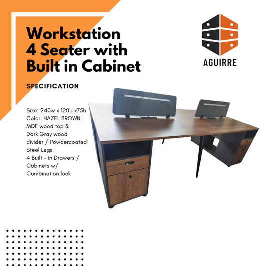 Workstation 4 Seater with Built in Cabinet