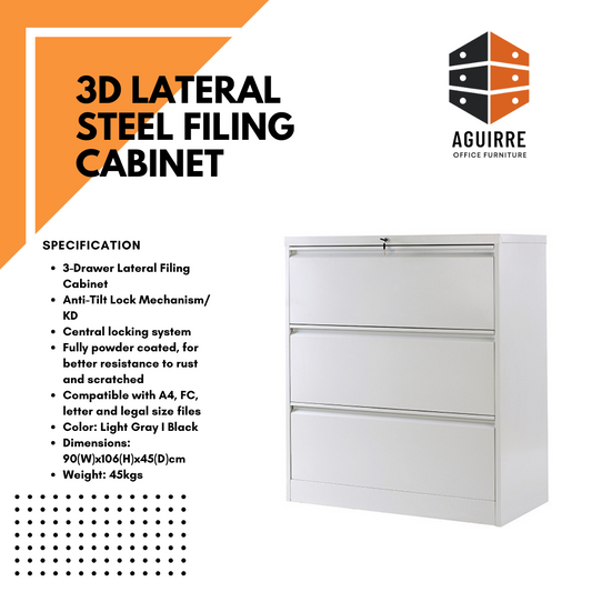 3D Lateral Steel Filing Cabinet