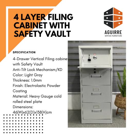 4 Layer Filing Cabinet with Safety Vault