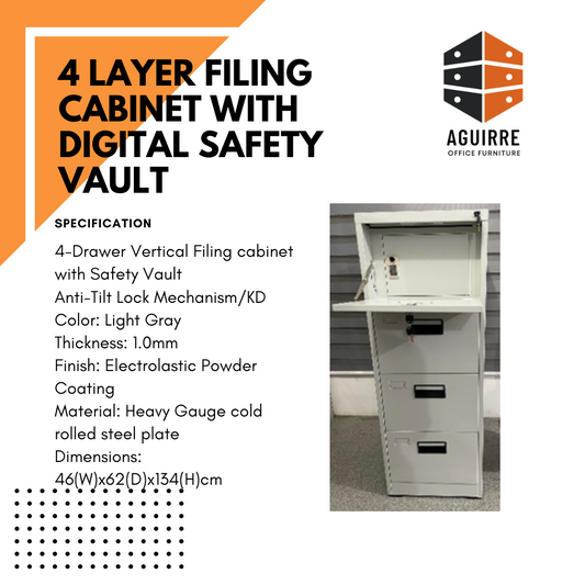 4 LAYER FILING CABINET WITH DIGITAL SAFETY VAULT