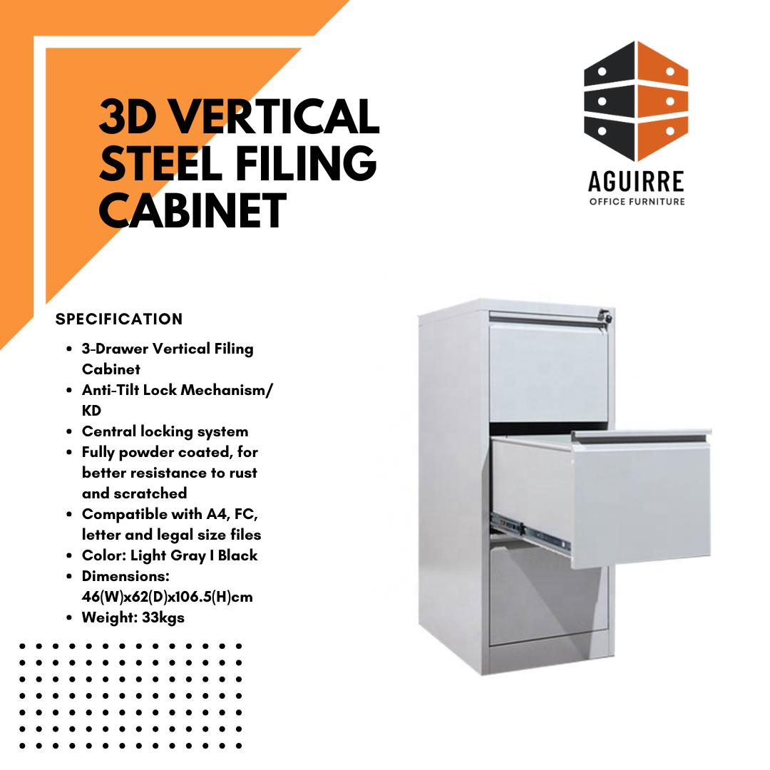 3D VERTICAL STEEL FILING CABINET